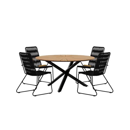 Mexico Table - Black with 4 Bois Chair - Black