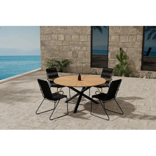 Mexico Table - Black with 4 Bois Chair - Black