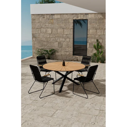 Mexico Table - Black with 4 Bois Chair - Black