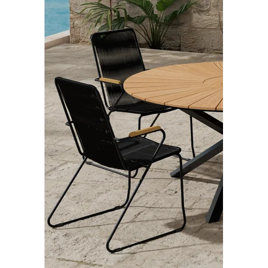 Mexico Table - Black with 4 Bois Chair - Black