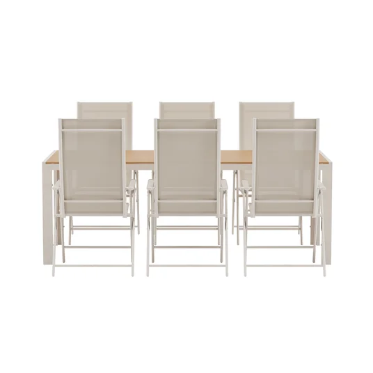 Break Table - Beige with 6 Levanzo Chair - Beige