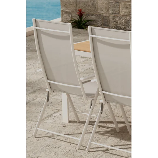 Break Table - Beige with 6 Levanzo Chair - Beige