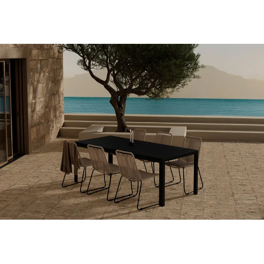 Mirko Table - Black with 6 Lindos Chair - Brown