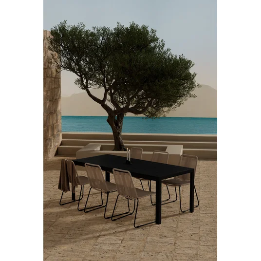 Mirko Table - Black with 6 Lindos Chair - Brown