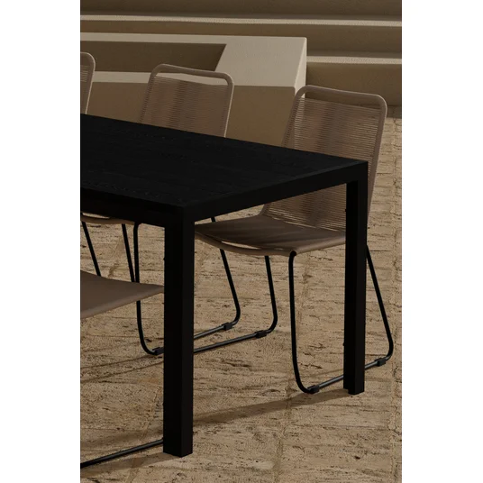 Mirko Table - Black with 6 Lindos Chair - Brown