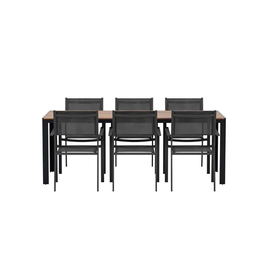 Bois Table - Nature with 6 Copacabana Chair - Black