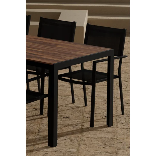Bois Table - Nature with 6 Copacabana Chair - Black