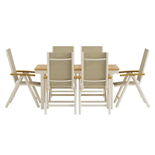 Panama Table - Nature with 6 Panama Chair - Beige