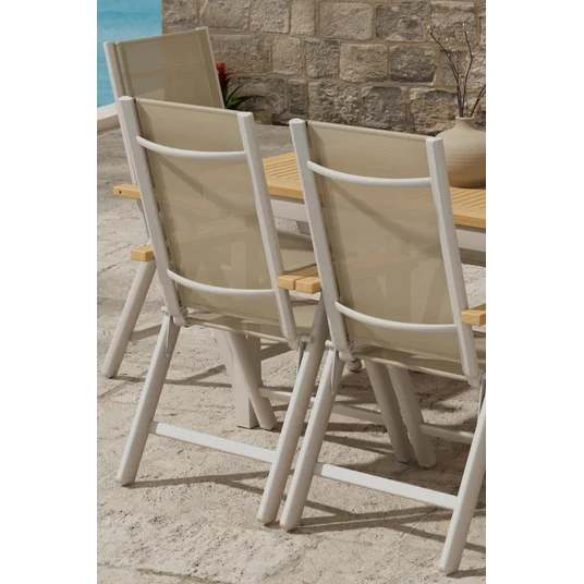 Panama Table - Nature with 6 Panama Chair - Beige