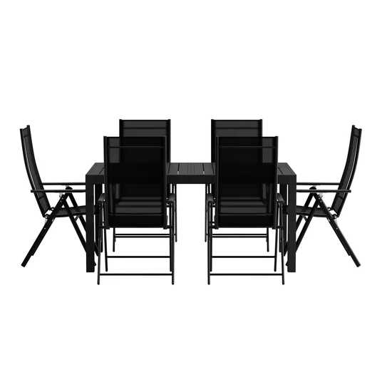 Capo Table - Black with 6 Levanzo Chair - Black