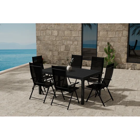 Capo Table - Black with 6 Levanzo Chair - Black