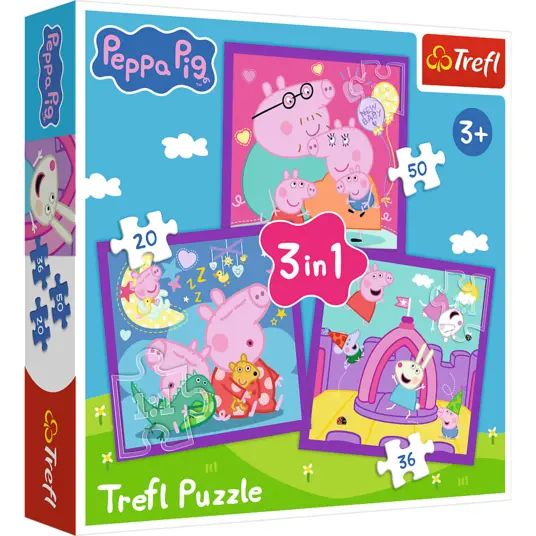 TREFL PEPPA PIG 3 dėlionių rinkinys „Kiaulytė Pepa“