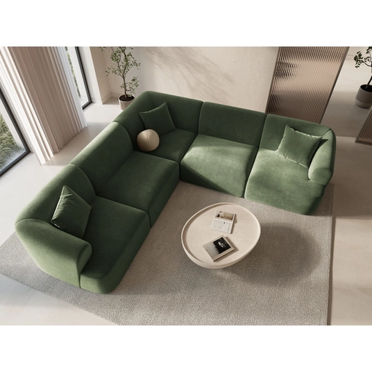 Velvet Modular Symmetrical Corner Sofa, "Campi", 6 Seats, 255x255x70 Made in Europe