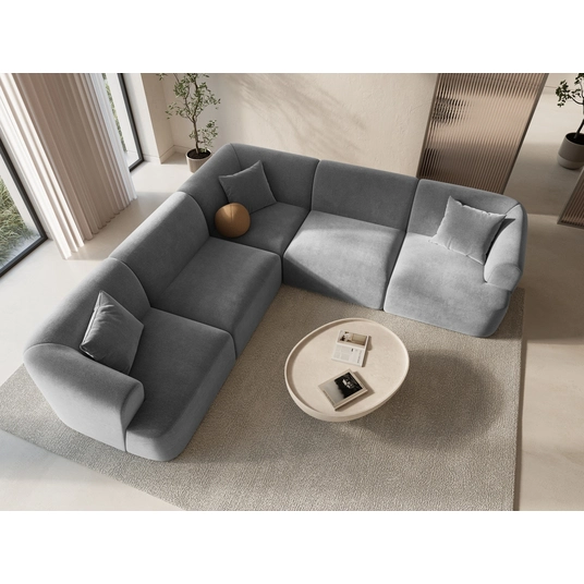 Velvet Modular Symmetrical Corner Sofa, "Campi", 6 Seats, 255x255x70 Made in Europe