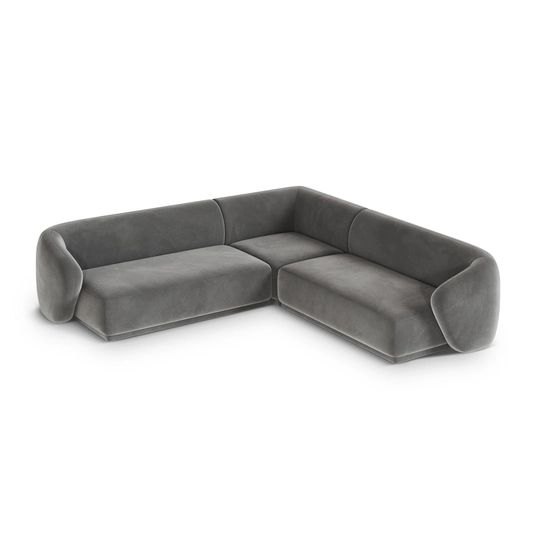 Velvet Symmetrical Corner Sofa, "Gomera", 5 Seats, 256x256x74 Made in Europe