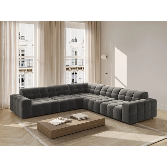 Velvet Symmetrical Corner Sofa, "Chicago", 4 Seats, 287x287x70 Made in Europe