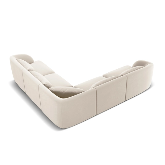 Velvet Reversible Corner Sofa, "Tulum", 5 Seats, 255x255x70 Made in Europe