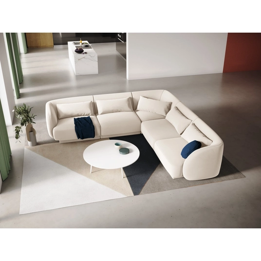 Velvet Reversible Corner Sofa, "Tulum", 5 Seats, 255x255x70 Made in Europe