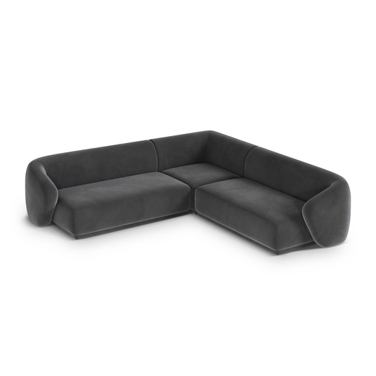 Velvet Symmetrical Corner Sofa, "Gomera", 5 Seats, 256x256x74 Made in Europe