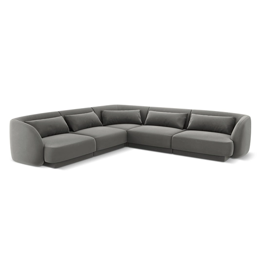 Velvet Reversible Corner Sofa, "Tulum", 5 Seats, 255x255x70 Made in Europe