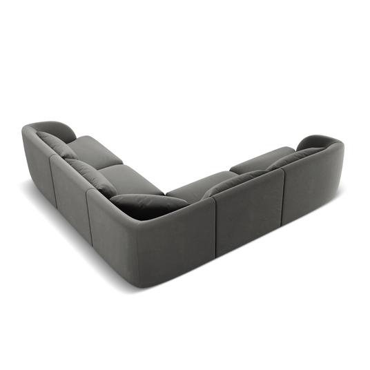 Velvet Reversible Corner Sofa, "Tulum", 5 Seats, 255x255x70 Made in Europe