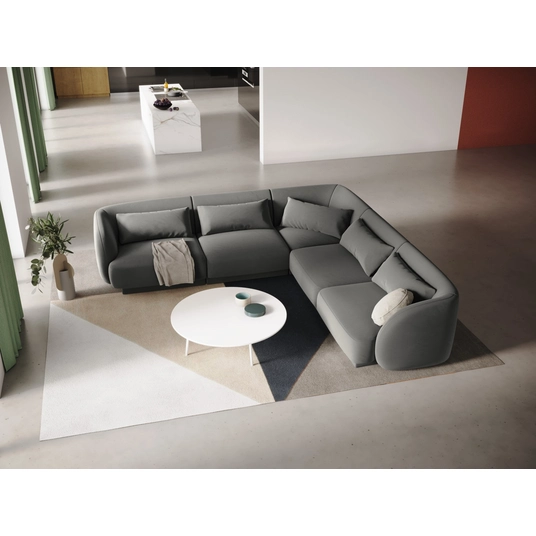 Velvet Reversible Corner Sofa, "Tulum", 5 Seats, 255x255x70 Made in Europe