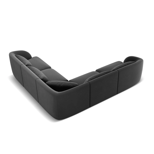 Velvet Reversible Corner Sofa, "Tulum", 5 Seats, 255x255x70 Made in Europe