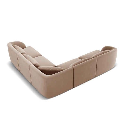 Velvet Reversible Corner Sofa, "Tulum", 5 Seats, 255x255x70 Made in Europe
