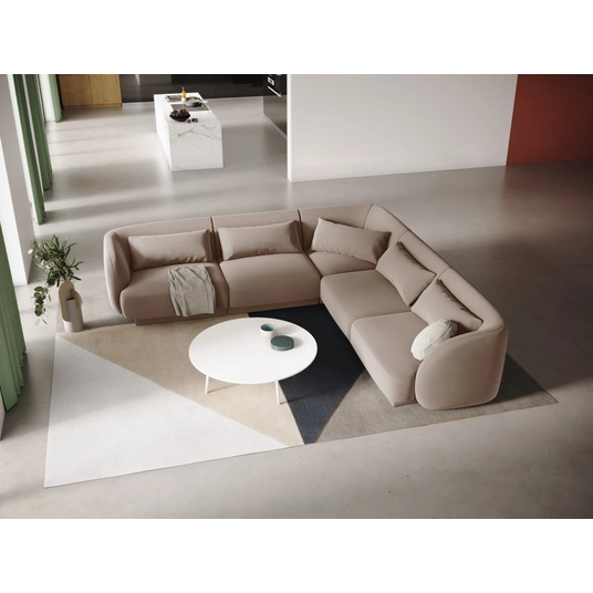Velvet Reversible Corner Sofa, "Tulum", 5 Seats, 255x255x70 Made in Europe