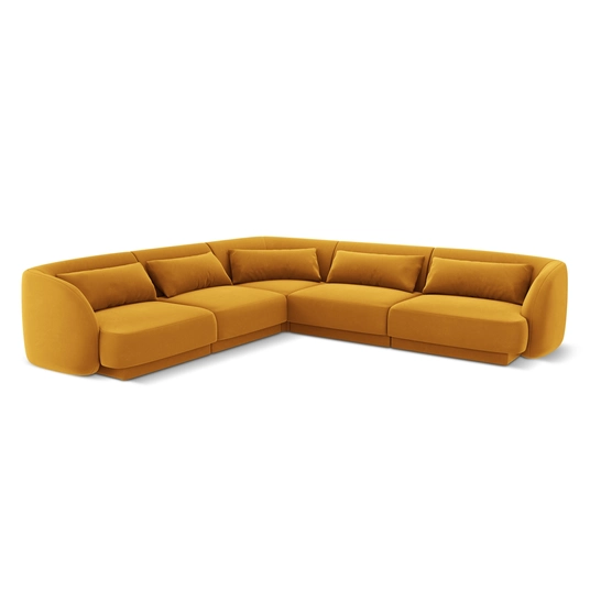 Velvet Reversible Corner Sofa, "Tulum", 5 Seats, 255x255x70 Made in Europe