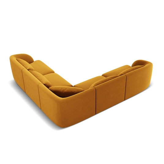 Velvet Reversible Corner Sofa, "Tulum", 5 Seats, 255x255x70 Made in Europe