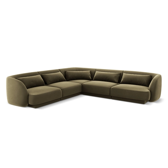 Velvet Reversible Corner Sofa, "Tulum", 5 Seats, 255x255x70 Made in Europe