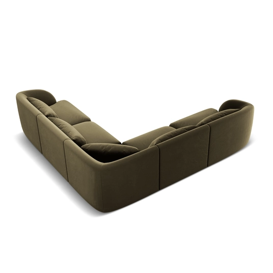 Velvet Reversible Corner Sofa, "Tulum", 5 Seats, 255x255x70 Made in Europe
