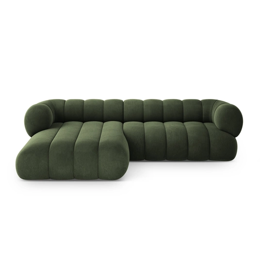 Velvet Left Corner Sofa, "Koge", 5 Seats, 270x165x70 Made in Europe