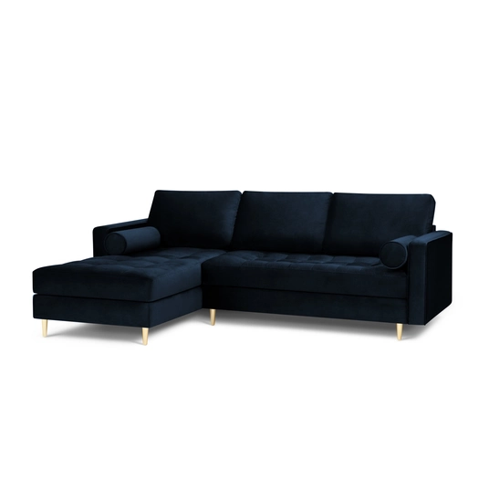 Velvet Left Corner Sofa, "Aspen", 4 Seats, 236x170x90 Made in Europe