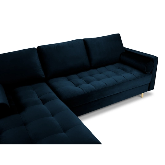 Velvet Left Corner Sofa, "Aspen", 4 Seats, 236x170x90 Made in Europe