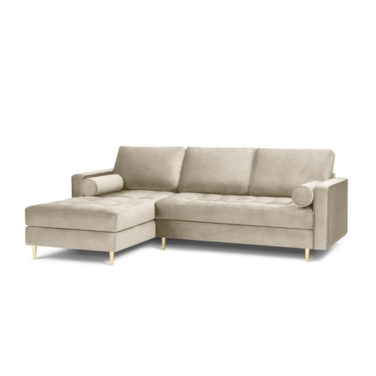 Velvet Left Corner Sofa, "Aspen", 4 Seats, 236x170x90 Made in Europe