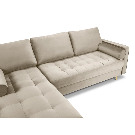 Velvet Left Corner Sofa, "Aspen", 4 Seats, 236x170x90 Made in Europe