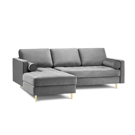 Velvet Left Corner Sofa, "Aspen", 4 Seats, 236x170x90 Made in Europe