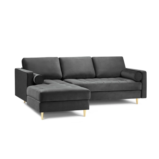 Velvet Left Corner Sofa, "Aspen", 4 Seats, 236x170x90 Made in Europe