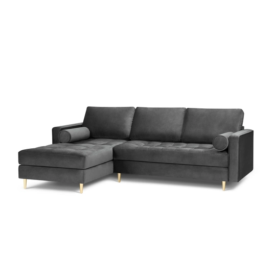 Velvet Left Corner Sofa, "Aspen", 4 Seats, 236x170x90 Made in Europe