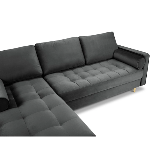 Velvet Left Corner Sofa, "Aspen", 4 Seats, 236x170x90 Made in Europe