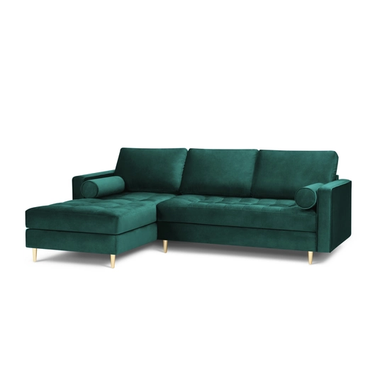 Velvet Left Corner Sofa, "Aspen", 4 Seats, 236x170x90 Made in Europe