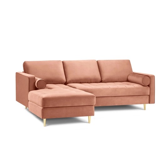 Velvet Left Corner Sofa, "Aspen", 4 Seats, 236x170x90 Made in Europe