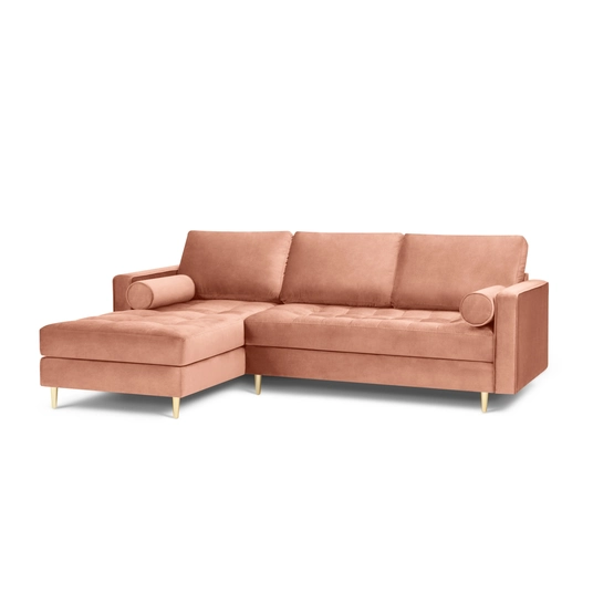 Velvet Left Corner Sofa, "Aspen", 4 Seats, 236x170x90 Made in Europe