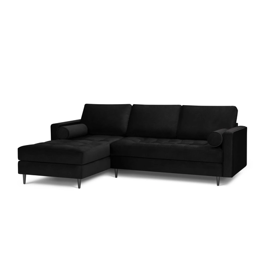 Velvet Left Corner Sofa, "Aspen", 4 Seats, 236x170x90 Made in Europe