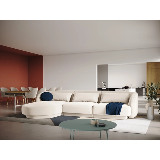 Velvet Left Corner Sofa, "Tulum", 4 Seats, 255x156x70 Made in Europe