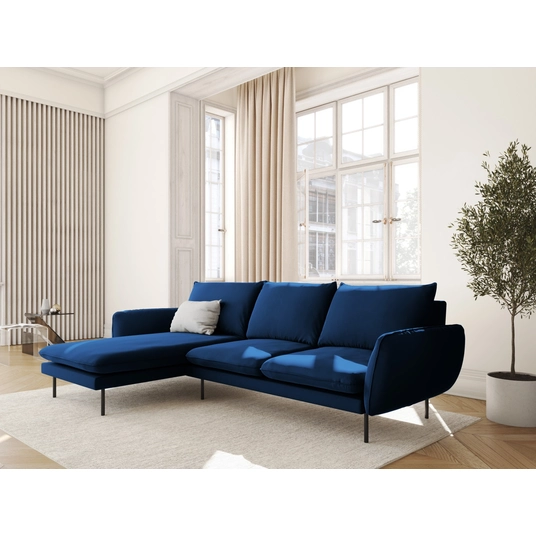 Velvet Left Corner Sofa, "Vienna", 5 Seats, 255x170x95 Made in Europe
