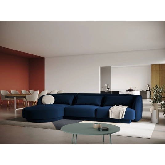 Velvet Left Corner Sofa, "Tulum", 4 Seats, 255x156x70 Made in Europe