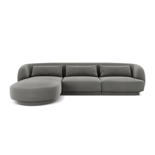 Velvet Left Corner Sofa, "Tulum", 4 Seats, 255x156x70 Made in Europe